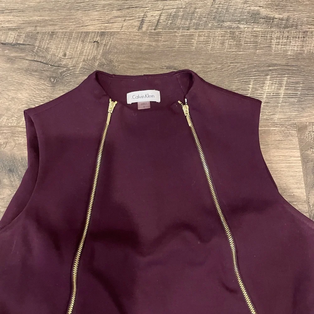 Calvin Klein Eggplant Zip Dress - Picture 2 of 2